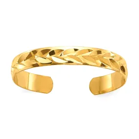 10K Yellow Gold Diamond-Cut Toe Ring for Ladies