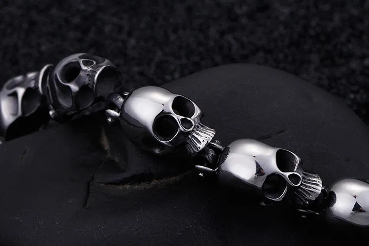 316 Stainless Steel Skull Heads Charm Bracelet