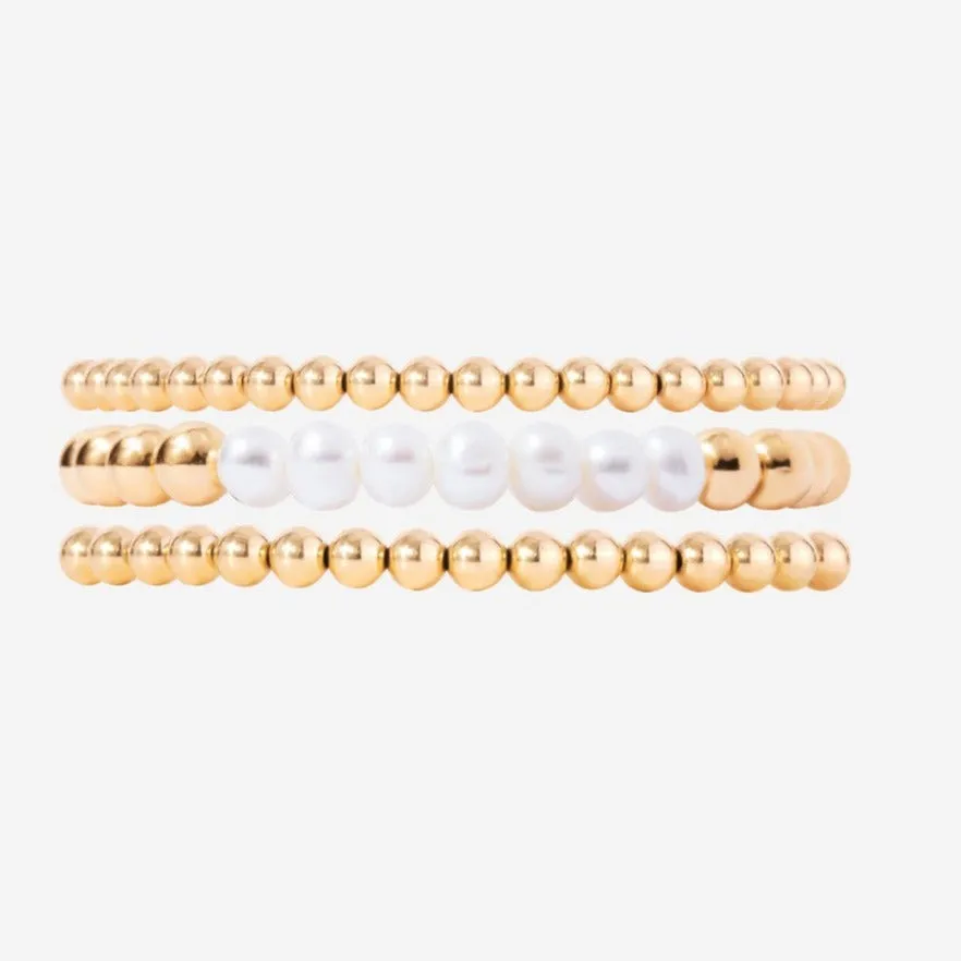 3+4mm Bead Pearl Bracelet Set