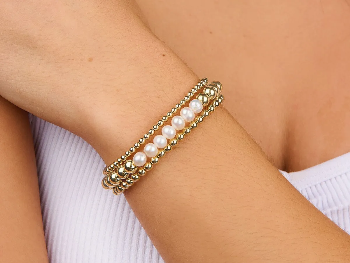 3+4mm Bead Pearl Bracelet Set