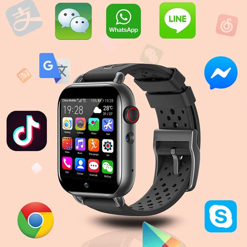 4G Android 9.0 SIM Card Video Call Dual Camera Gps Sports Smart Watch