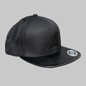 Abenzi Signature Snapback Leather Peaked Black & Black