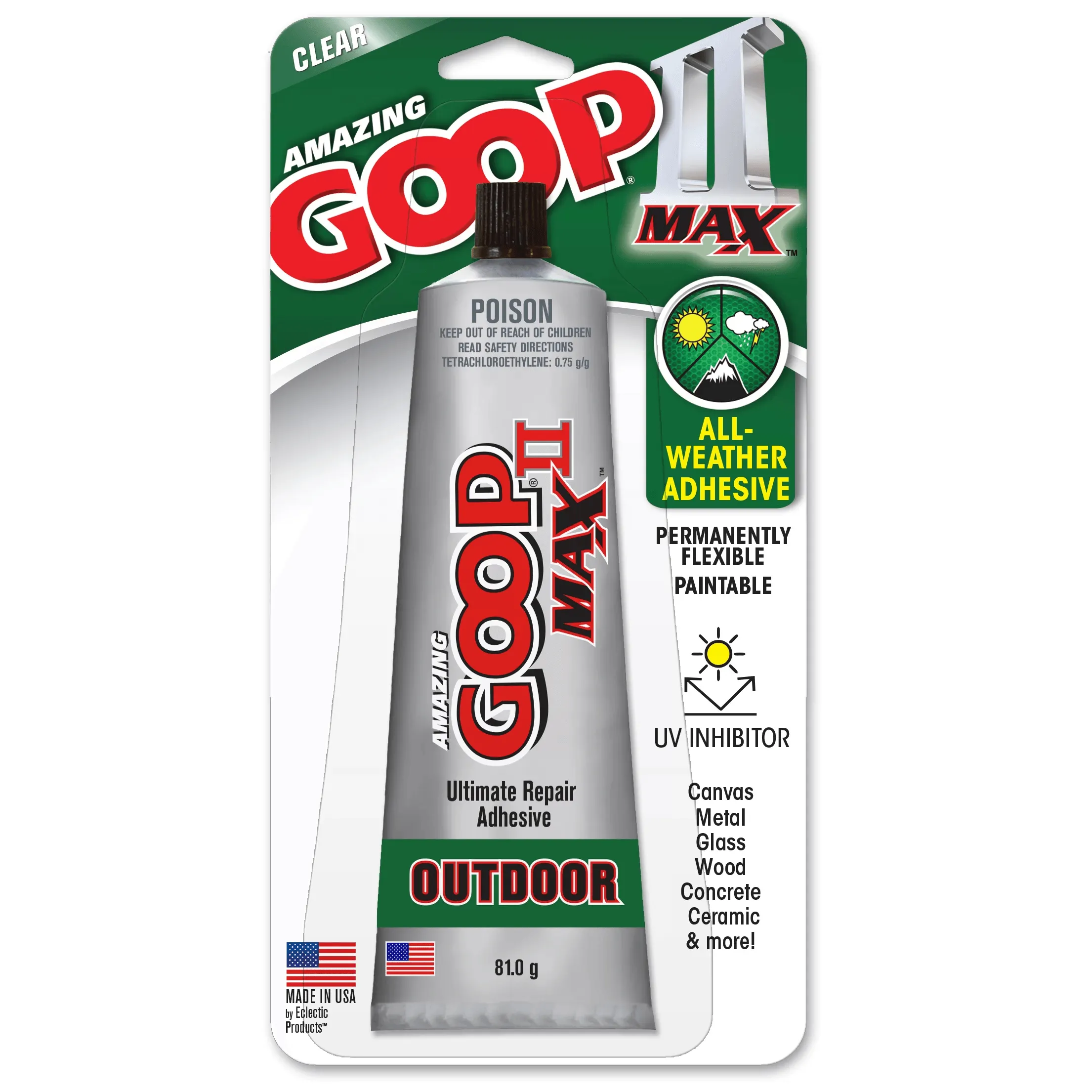 Amazing GOOP II MAX All Weather Adhesive Glue Contact 81g Pack 2