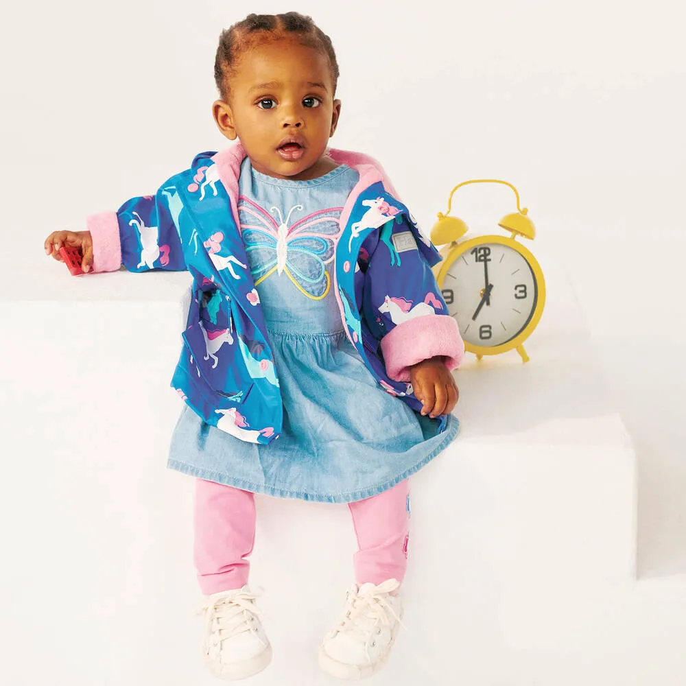 Baby Girls Blue Horse Raincoat