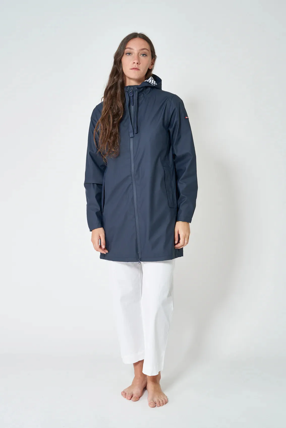 Batela Ladies Nautical Style Raincoat with striped lining - Lightweight Nautical Rain Jacket