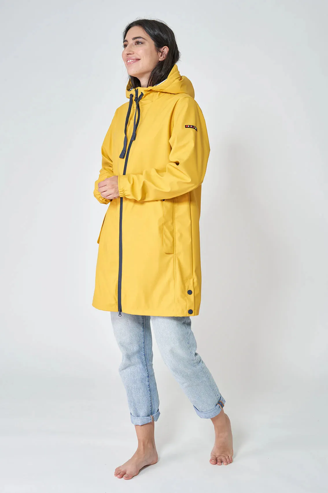 Batela Ladies Nautical Style Raincoat with striped lining - Lightweight Nautical Rain Jacket