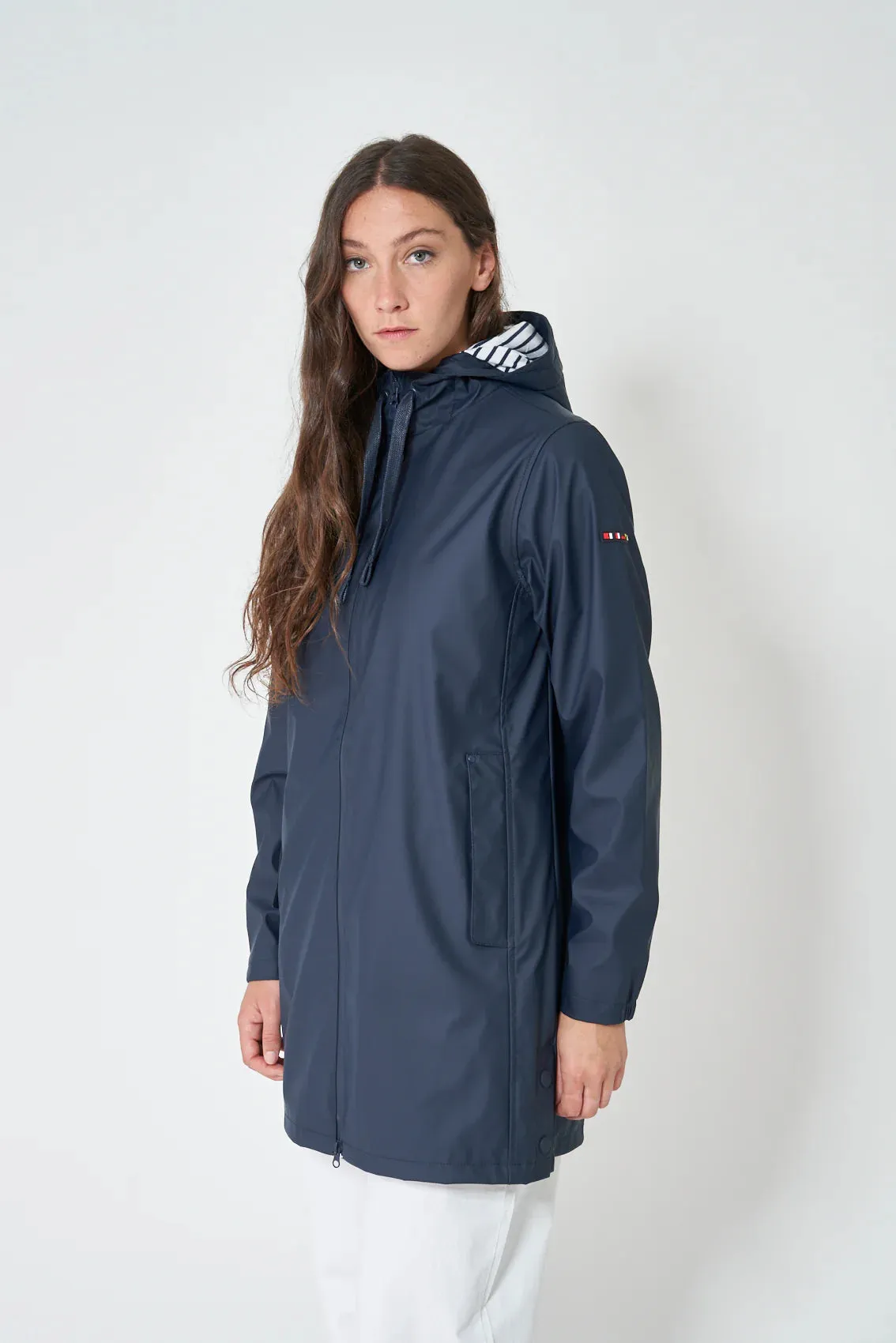 Batela Ladies Nautical Style Raincoat with striped lining - Lightweight Nautical Rain Jacket