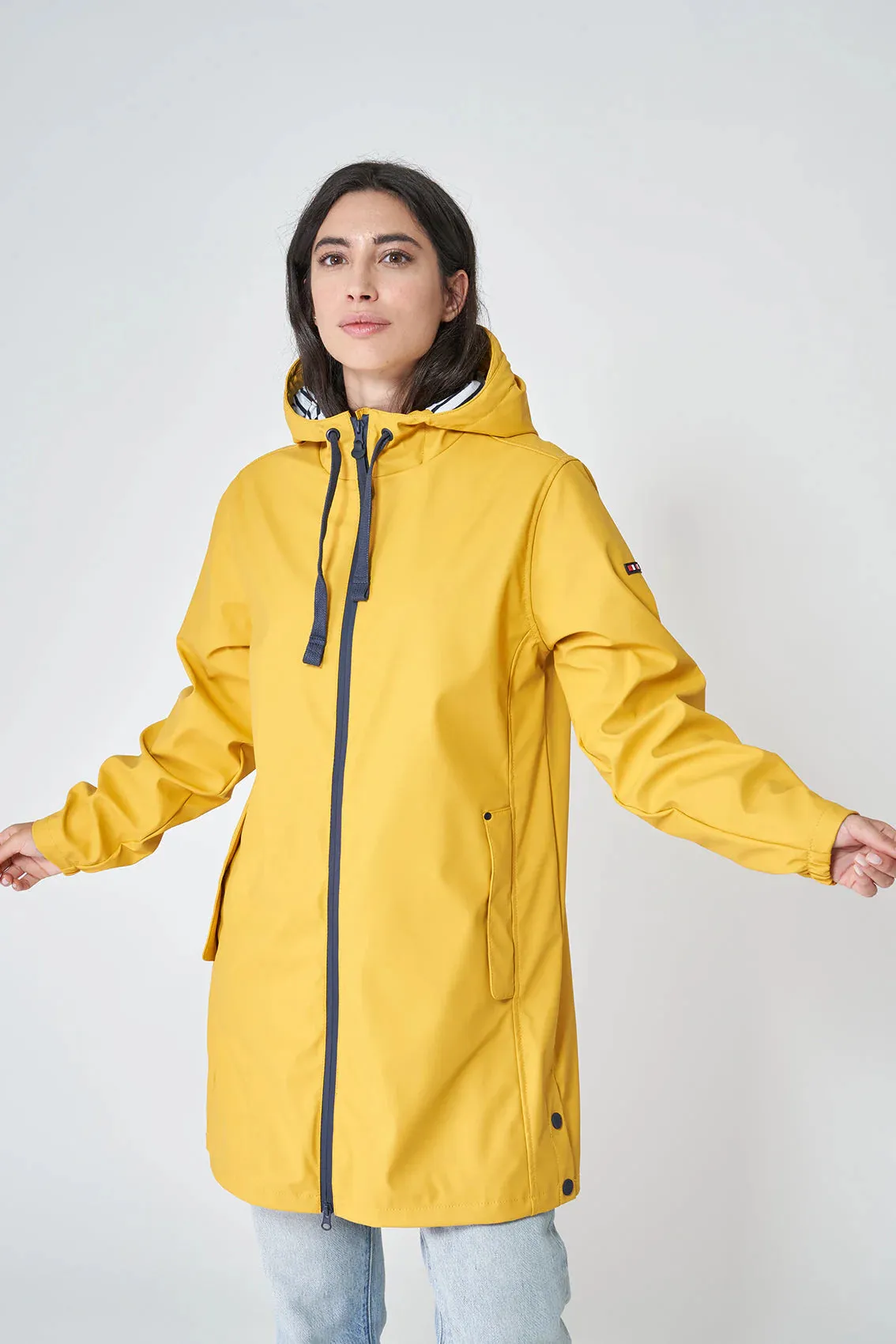 Batela Ladies Nautical Style Raincoat with striped lining - Lightweight Nautical Rain Jacket