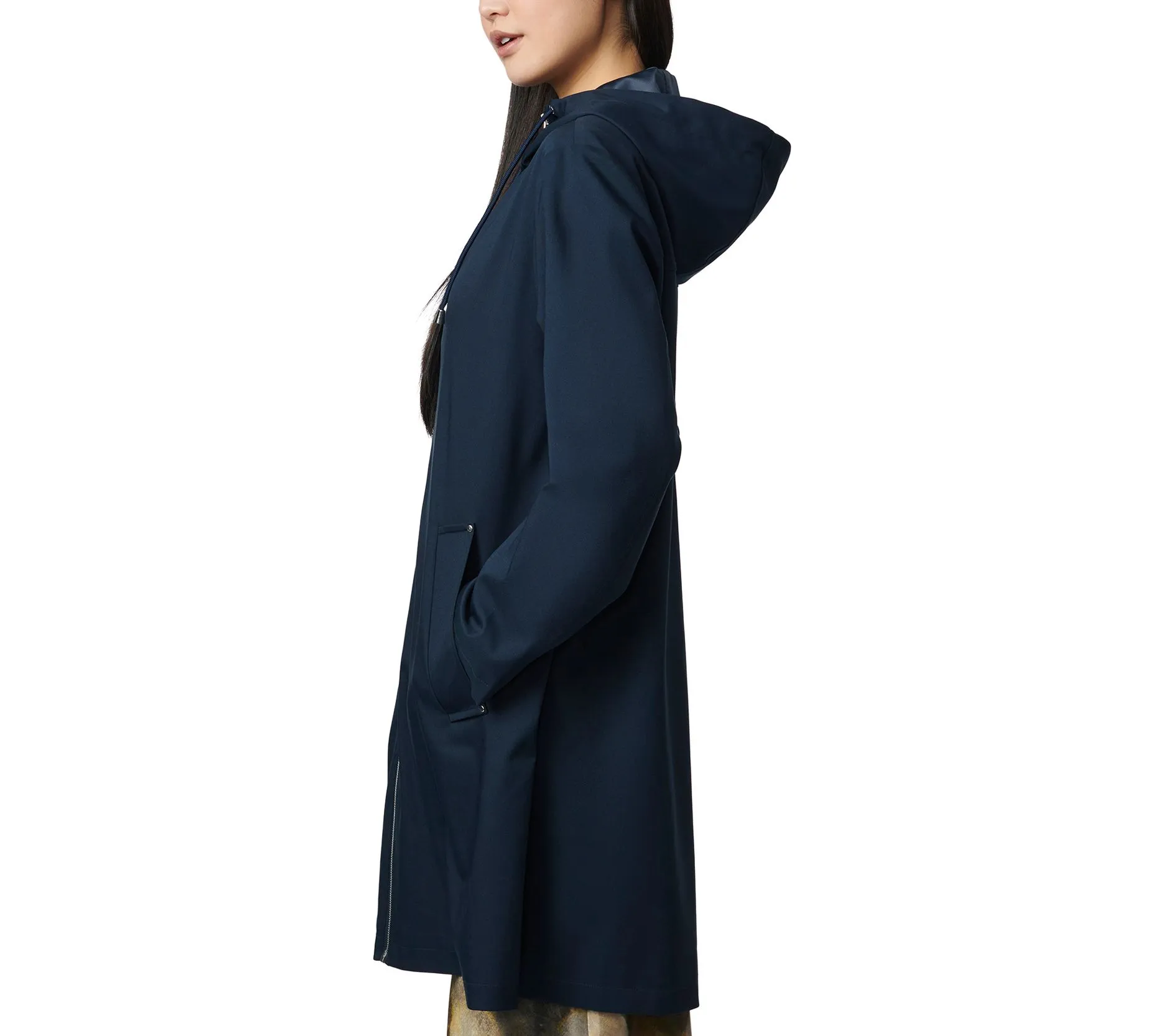 Bernardo Hooded Mid-Length Raincoat