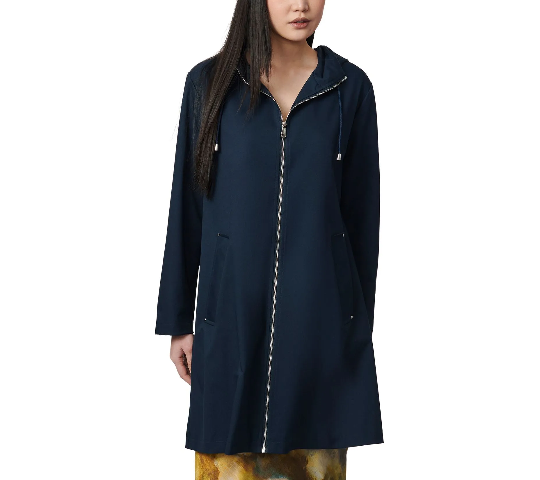 Bernardo Hooded Mid-Length Raincoat