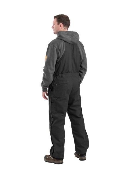 Berne Men's Heartland Insulated Washed Duck Bib Overall in Black