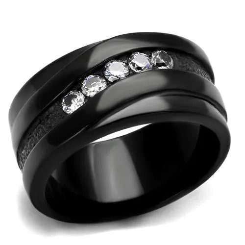 Black Stainless Steel CZ Ring