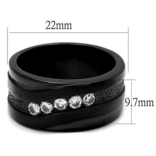 Black Stainless Steel CZ Ring