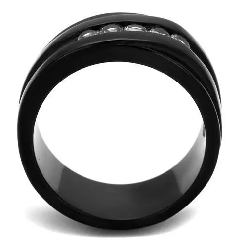 Black Stainless Steel CZ Ring