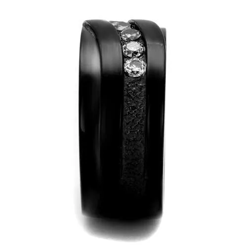 Black Stainless Steel CZ Ring