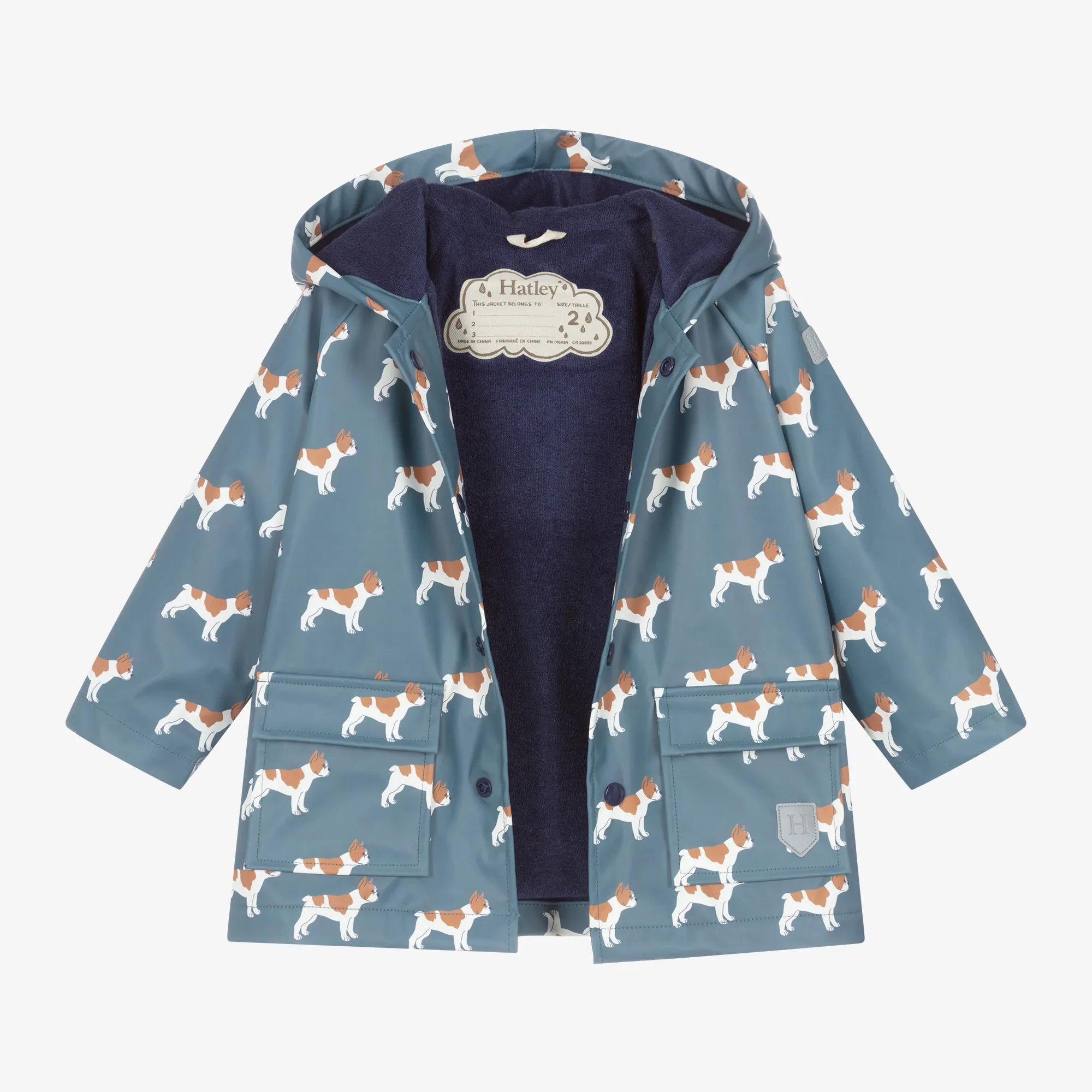 Blue Bulldog Hooded Raincoat