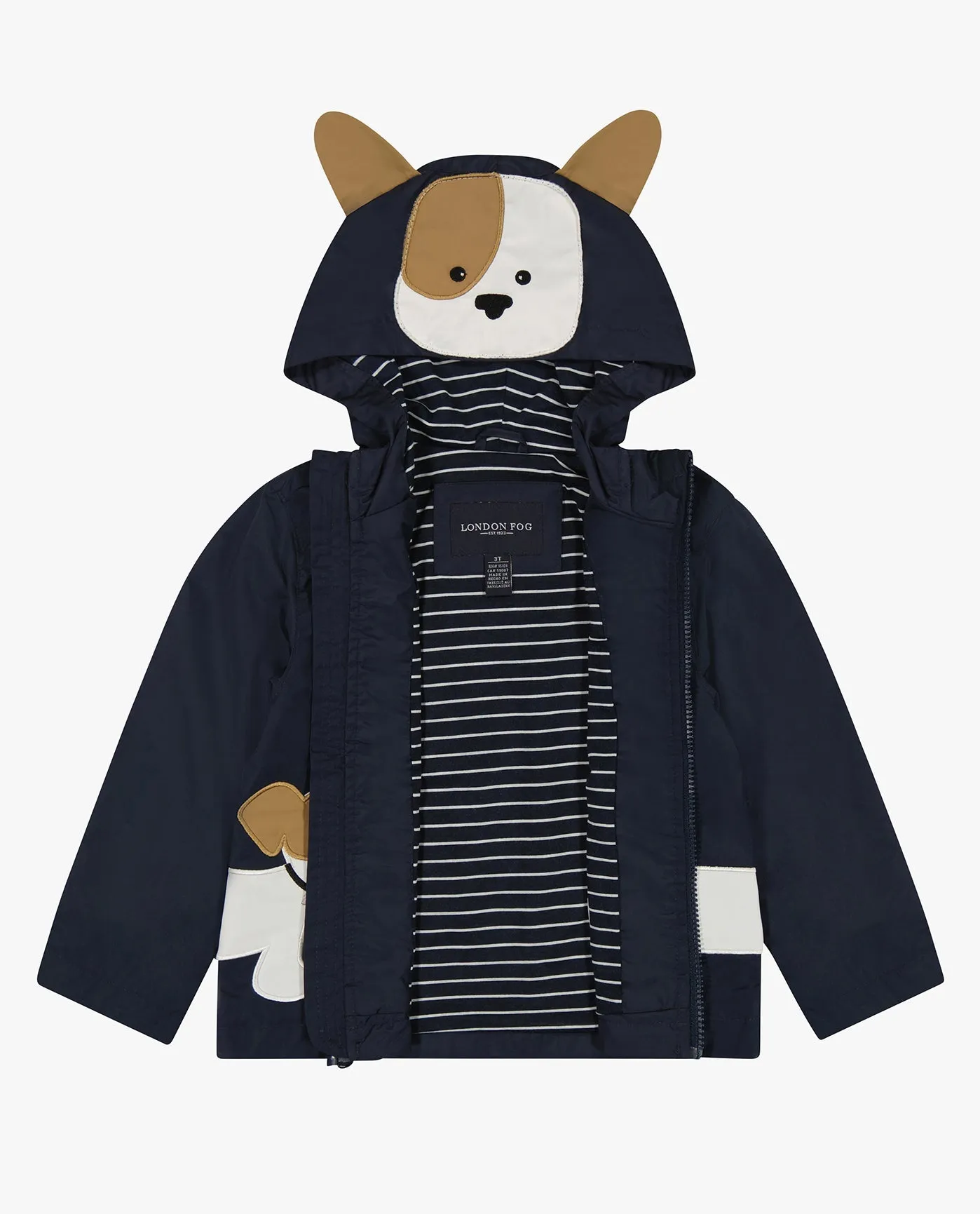 BOYS PUPPY ZIP FRONT HOODED RAINCOAT