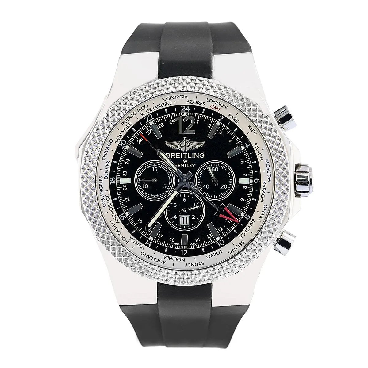 Breitling Bentley GMT A47362 49MM Black Dial With Rubber Bracelet