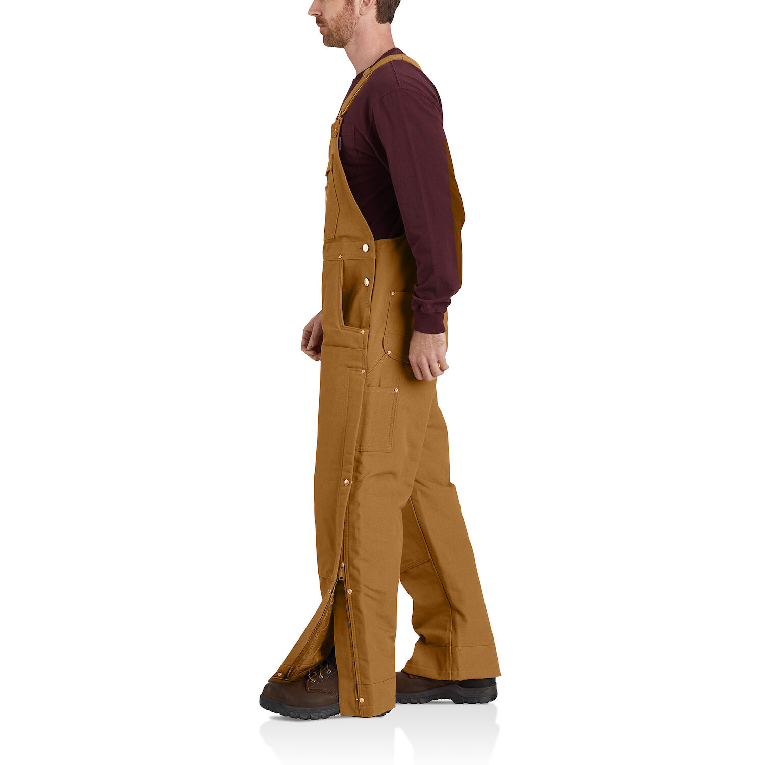 Carhartt Men's Loose Fit Firm Duck Insulated Bib Overall in Carhartt Brown