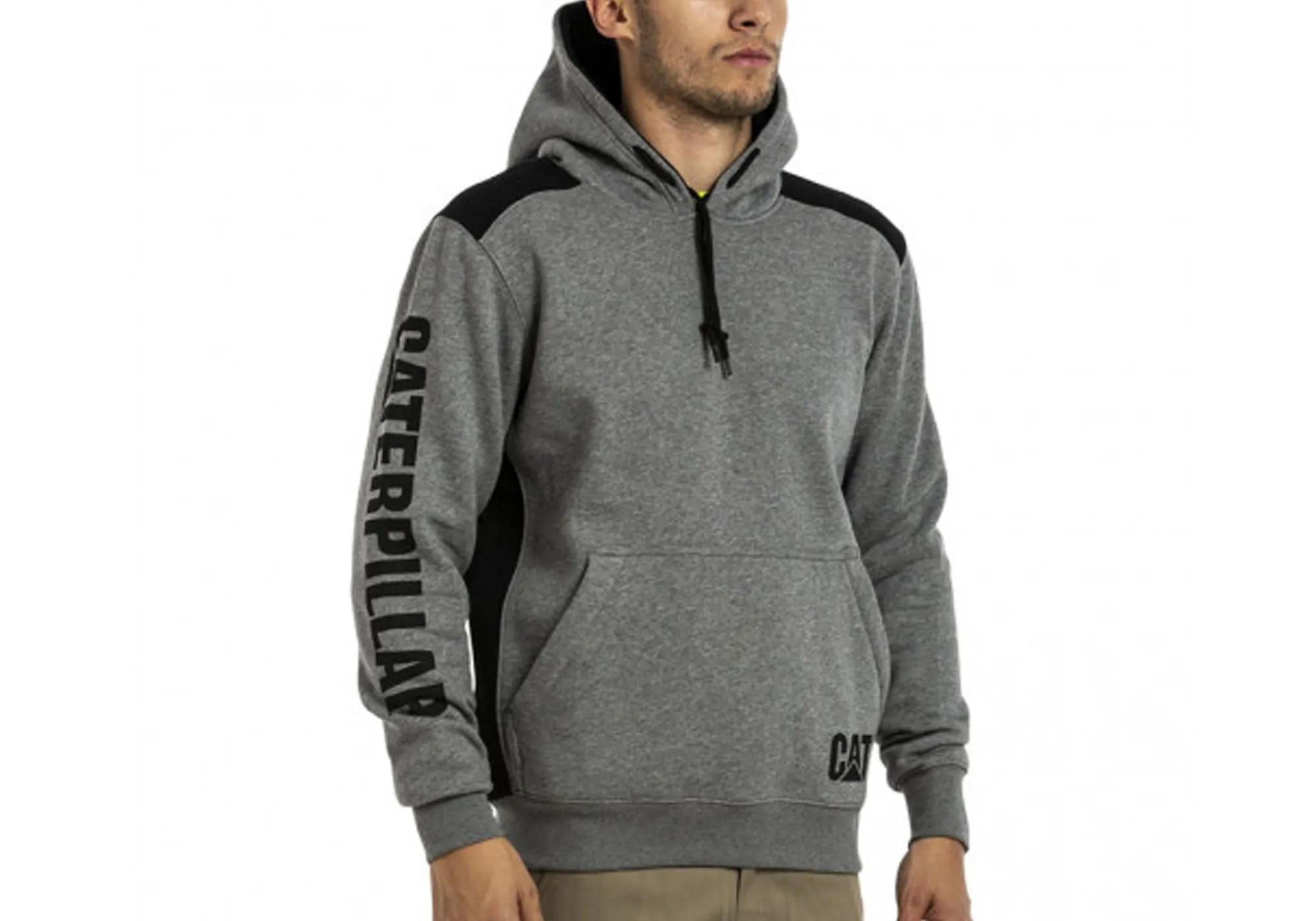 Caterpillar Mens Comfortable Versatile Logo Panel Hooded Sweat Shirt