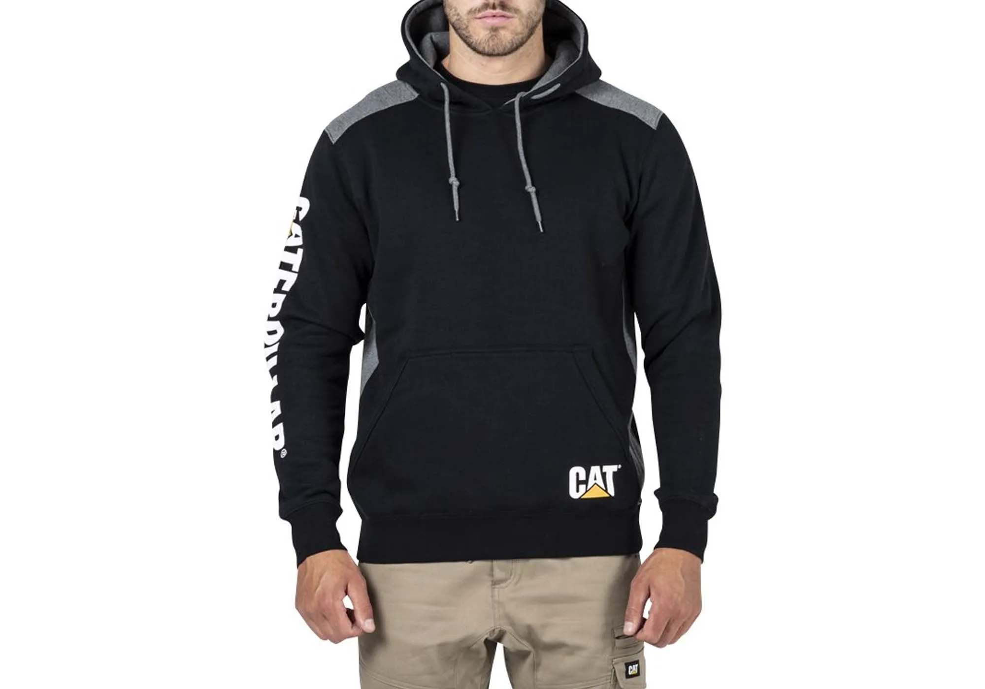 Caterpillar Mens Comfortable Versatile Logo Panel Hooded Sweat Shirt