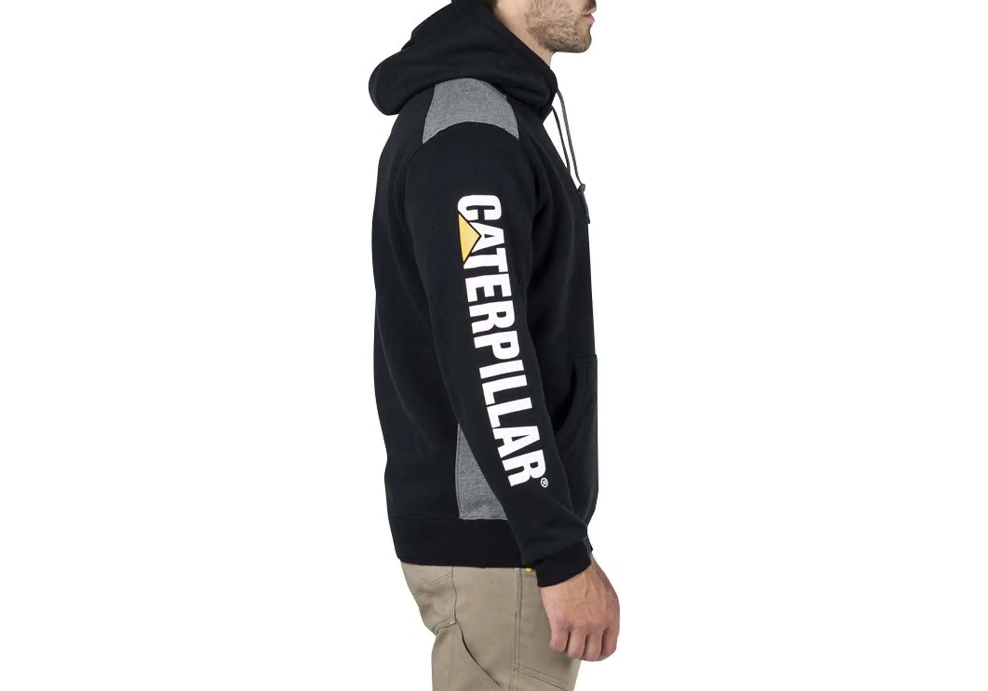 Caterpillar Mens Comfortable Versatile Logo Panel Hooded Sweat Shirt