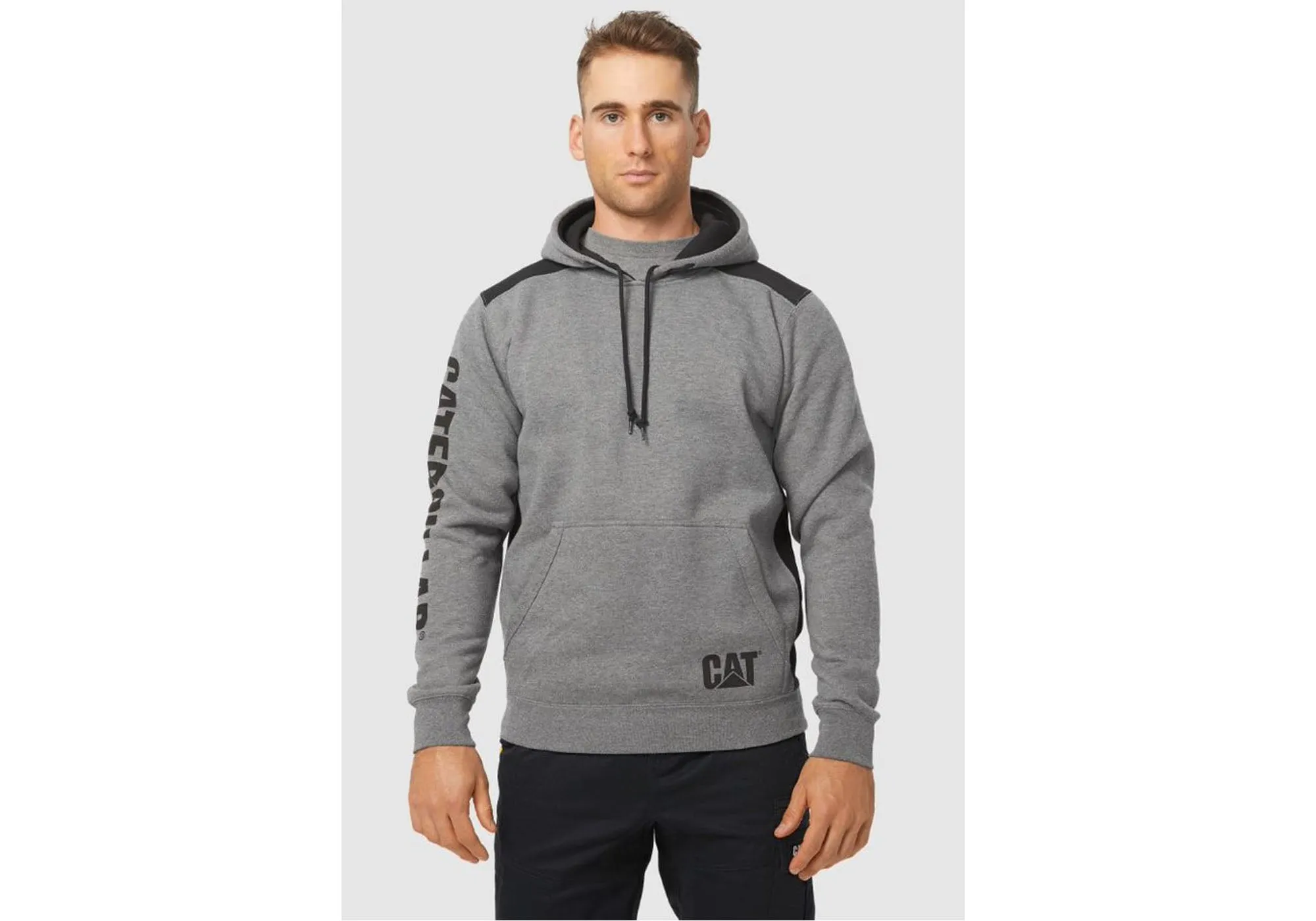 Caterpillar Mens Comfortable Versatile Logo Panel Hooded Sweat Shirt