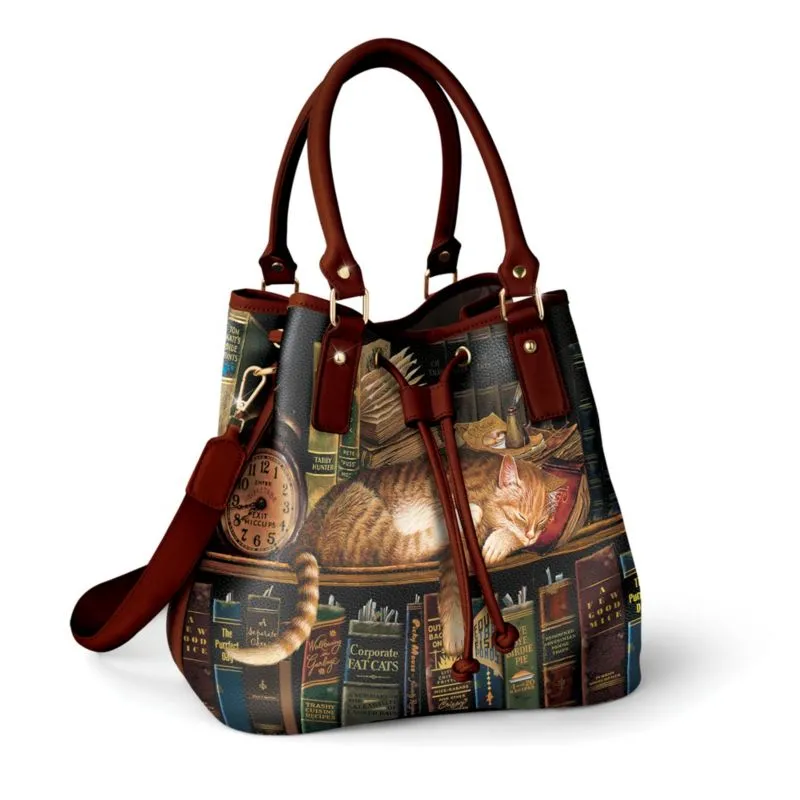 Charles Wysocki 'Worth The Read' Cat Handbag