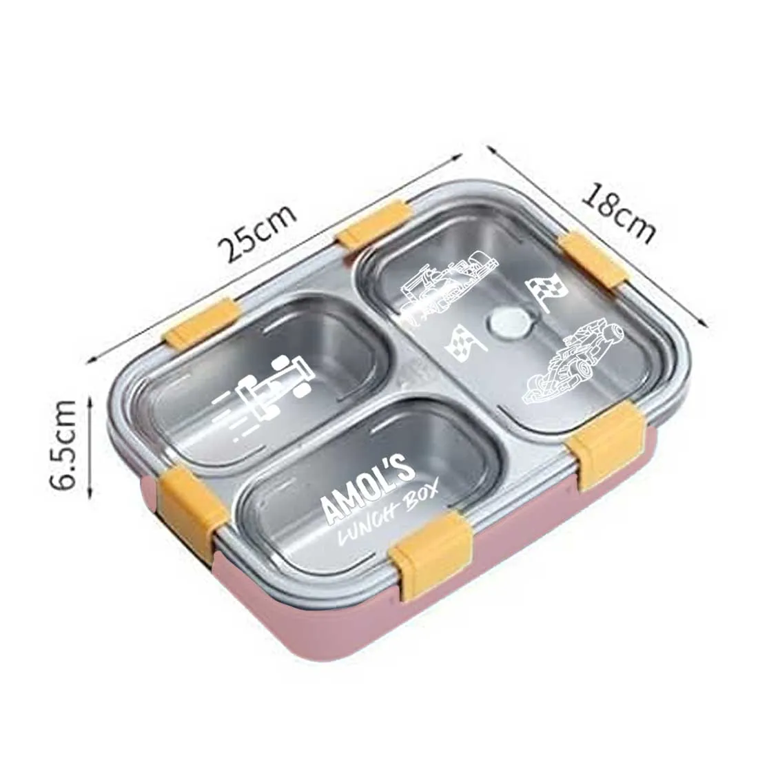 Custom Insulated Childrens Lunch Box -  Stainless Steel Tiffin Box with Name