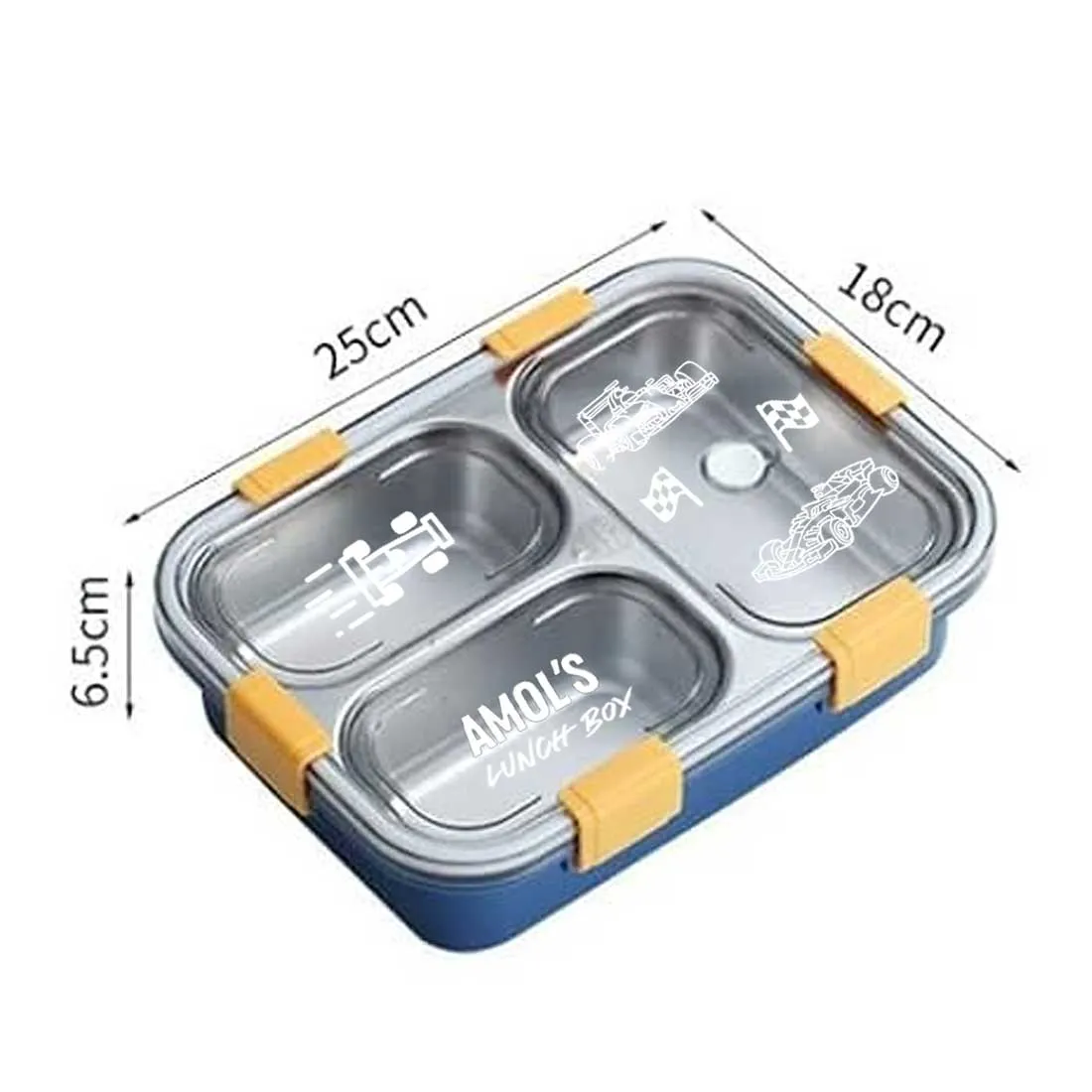 Custom Insulated Childrens Lunch Box -  Stainless Steel Tiffin Box with Name