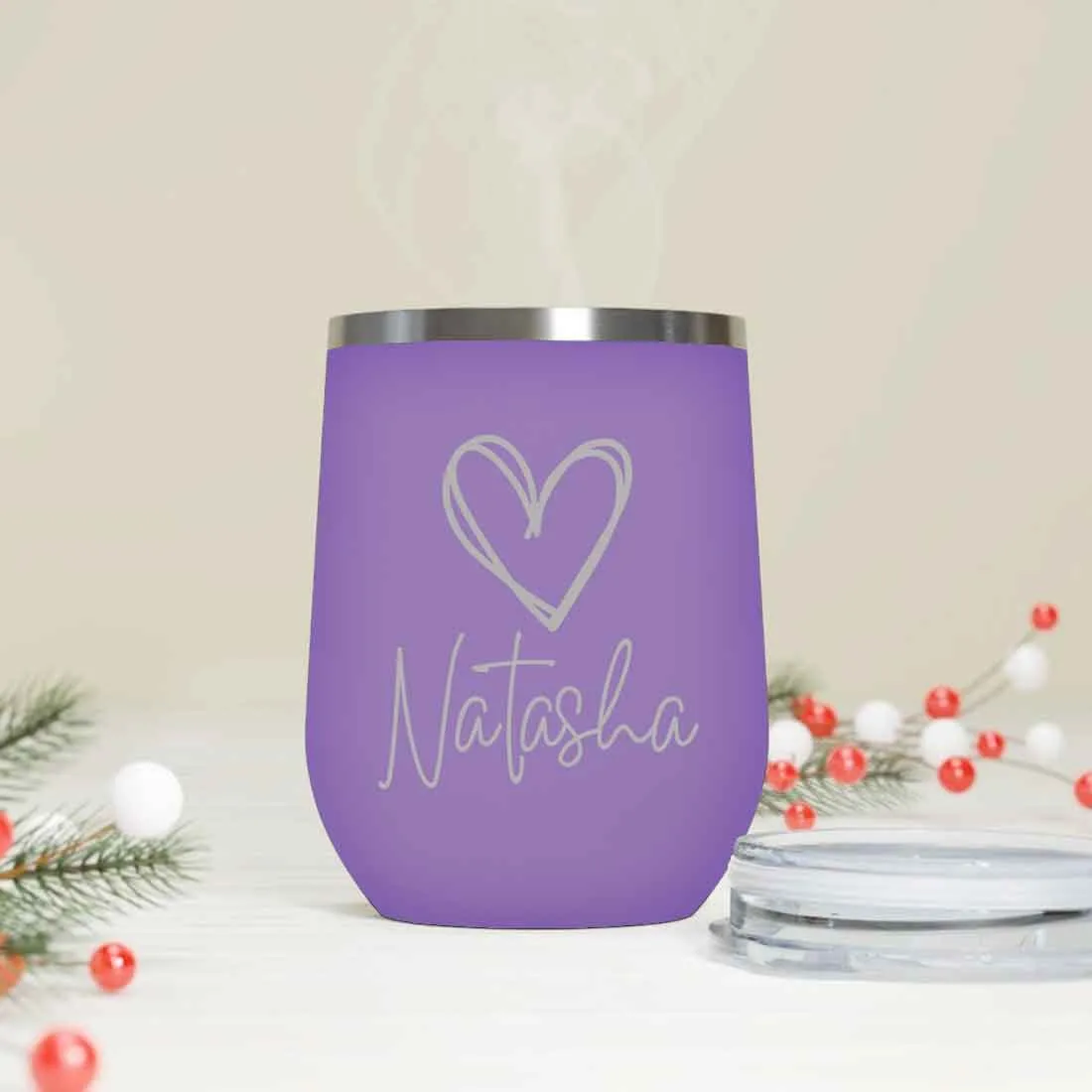 Customized Insulated Coffee Flask Mug With Name Engraved Design (350 ML) - Heart