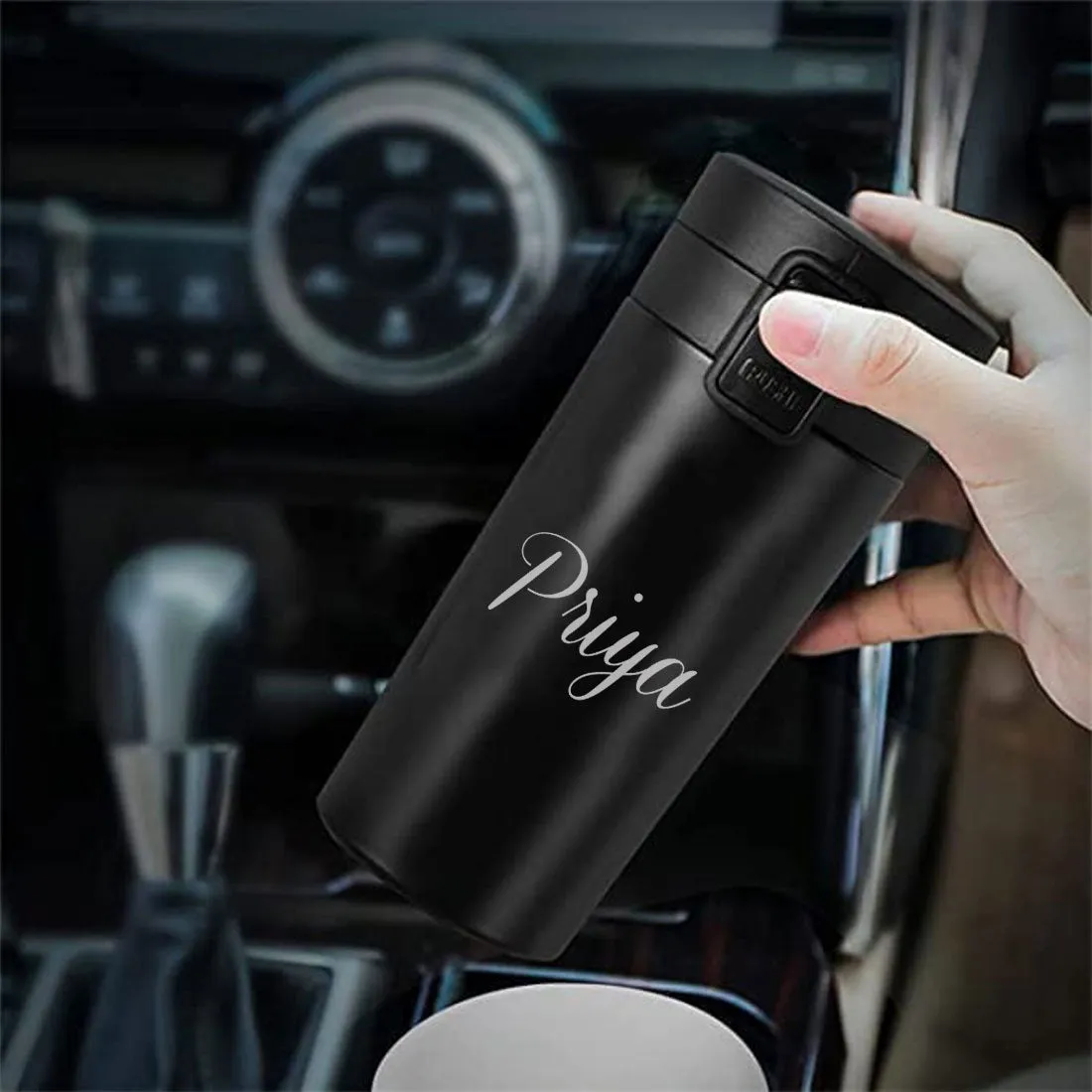 Customized Insulated Coffee Travel Mug With Name Engraved (380 ML) - Name