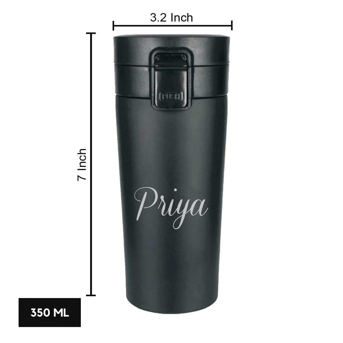 Customized Insulated Coffee Travel Mug With Name Engraved (380 ML) - Name