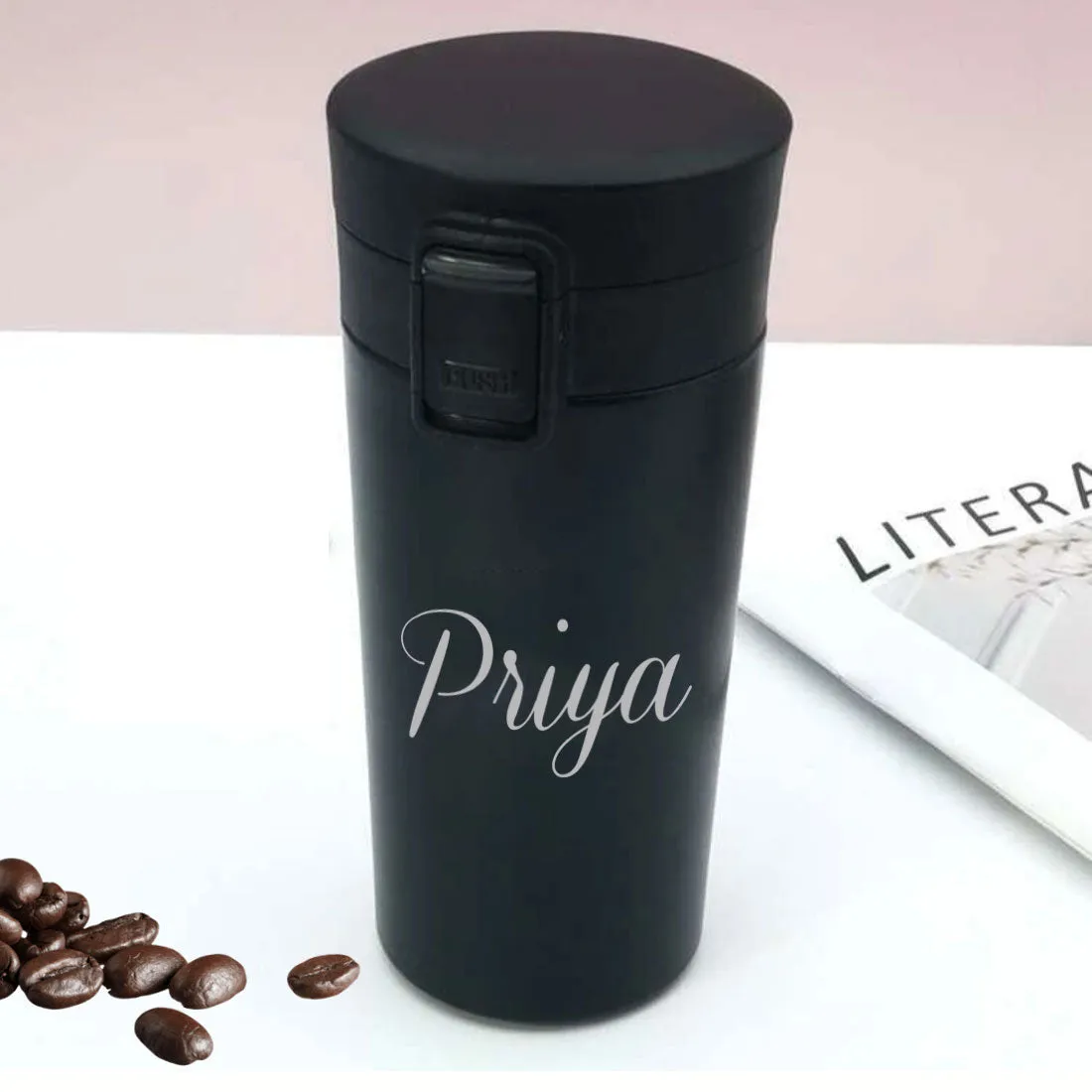 Customized Insulated Coffee Travel Mug With Name Engraved (380 ML) - Name