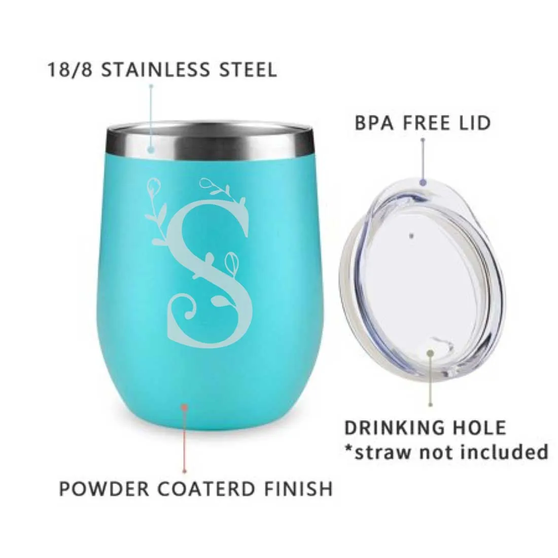 Customized Insulated Coffee Travel Mug With Name Engraved Design (350 ML) - Monogram