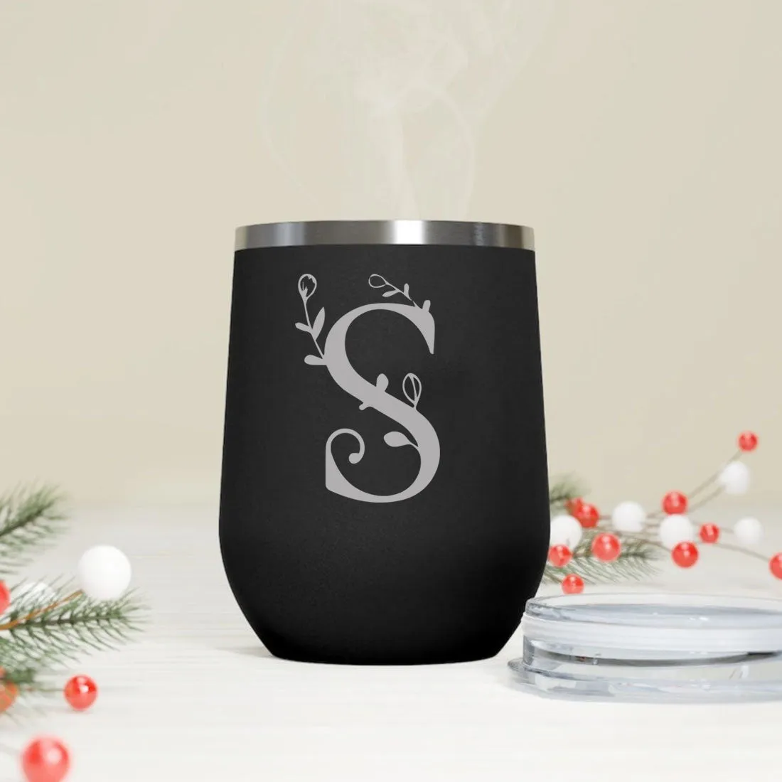 Customized Insulated Coffee Travel Mug With Name Engraved Design (350 ML) - Monogram