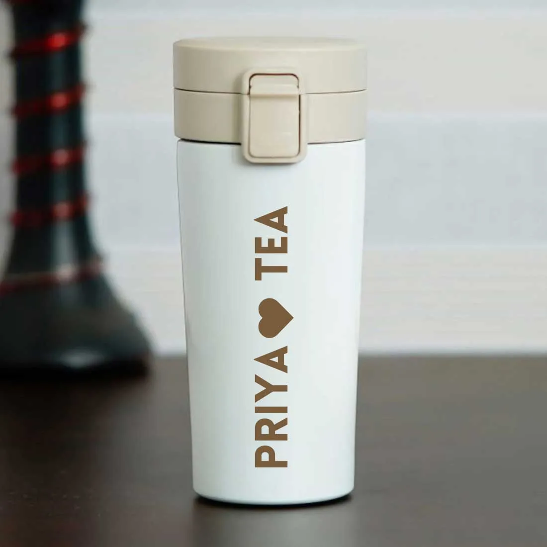 Customized Insulated Coffee Travel Mug With Name Engraved Design (380 ML) - Tea Lover