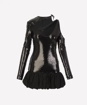 DAVID KOMA sequin puff hem dress 