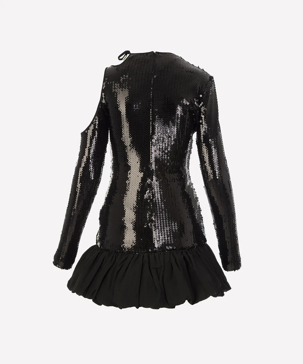 DAVID KOMA sequin puff hem dress 