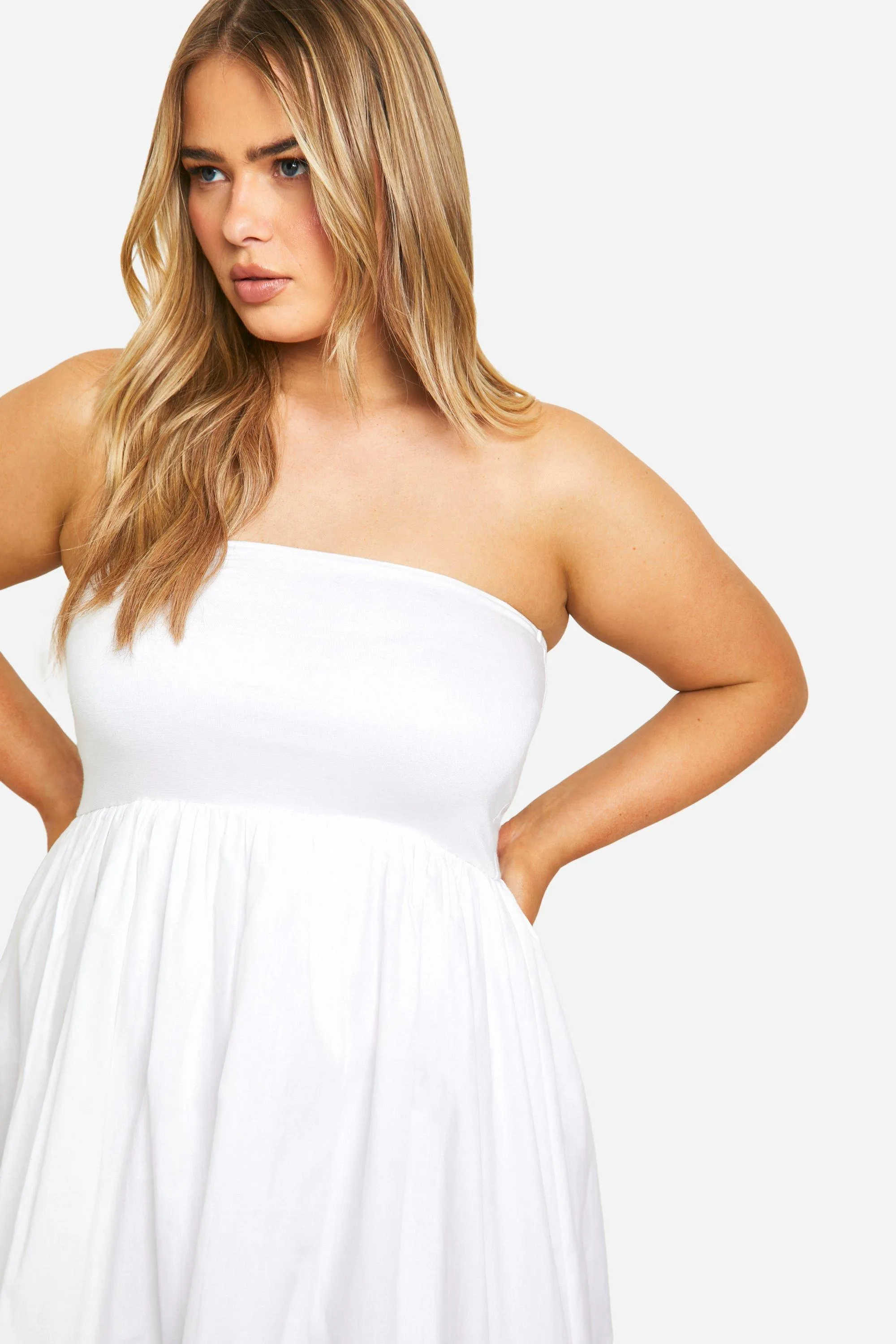 Dresses | Plus Cotton Puffball Mini Dress | boohoo