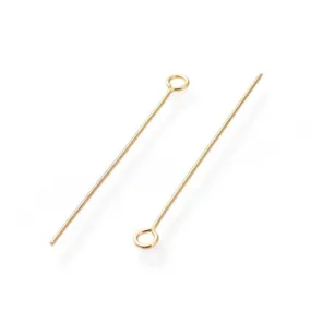 Eye Pins, 304 Stainless Steel, Golden, 21 Gauge, 3.5cm