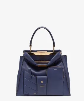 Fendi Peekaboo Iconic Mini Blue Leather Bag