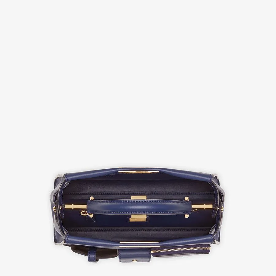 Fendi Peekaboo Iconic Mini Blue Leather Bag