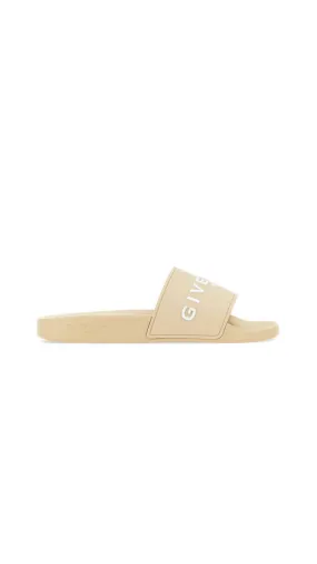 Flat Slide Sandal in Rubber - Beige