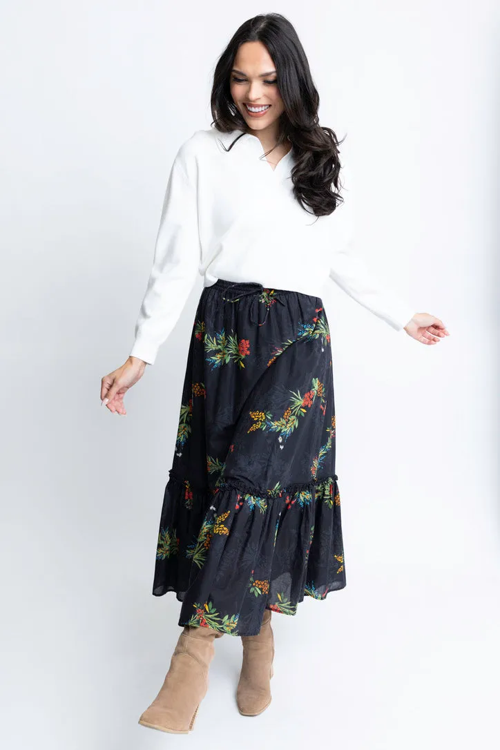 Floral Poplin Maxi Skirt