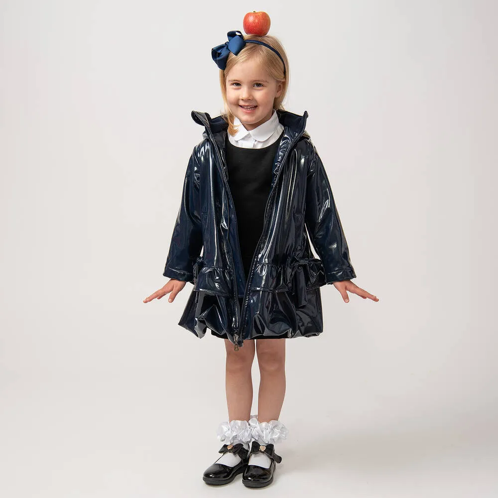 Girls Blue Bow Raincoat 