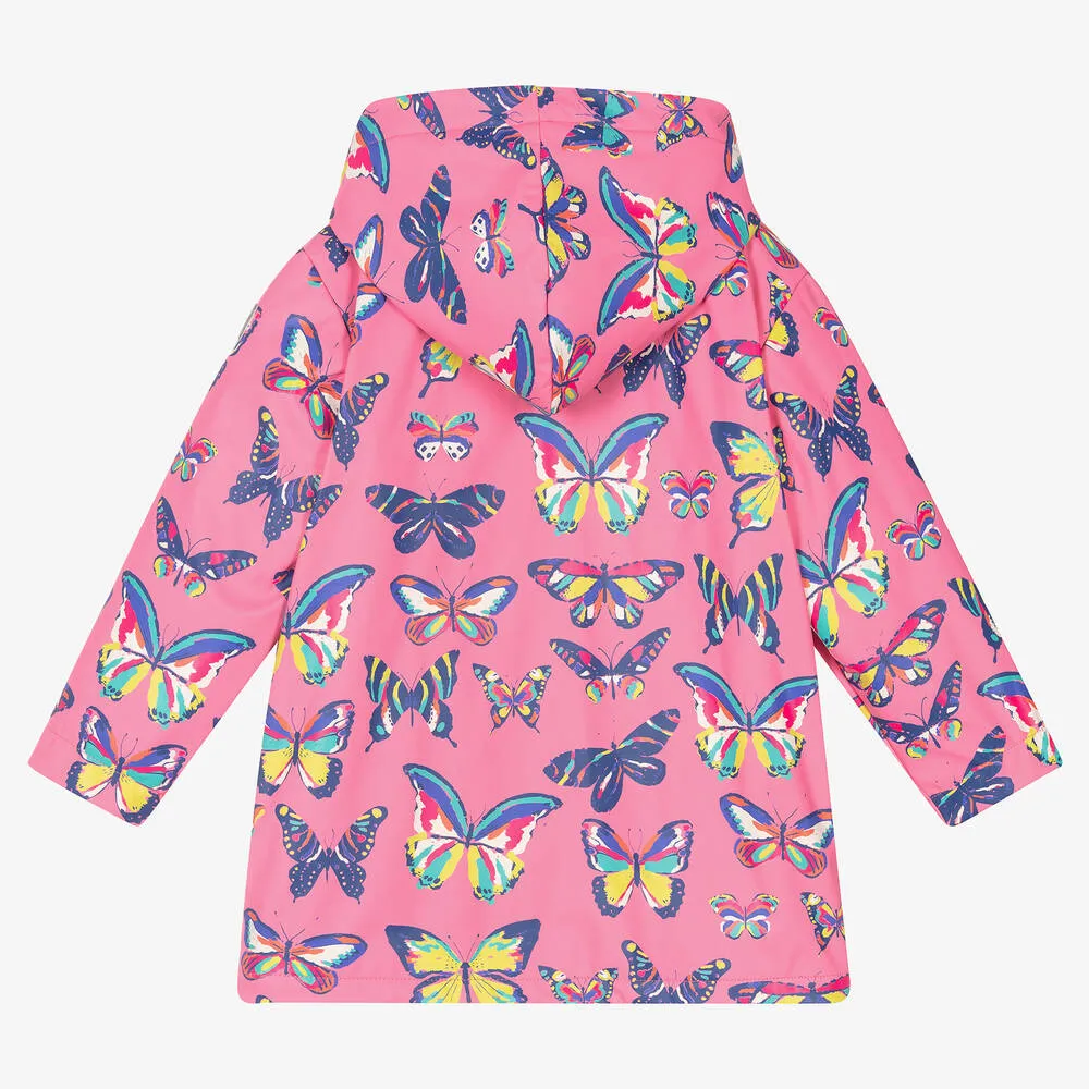 Girls Pink Butterfly Raincoat