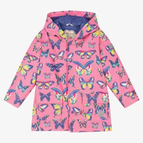 Girls Pink Butterfly Raincoat