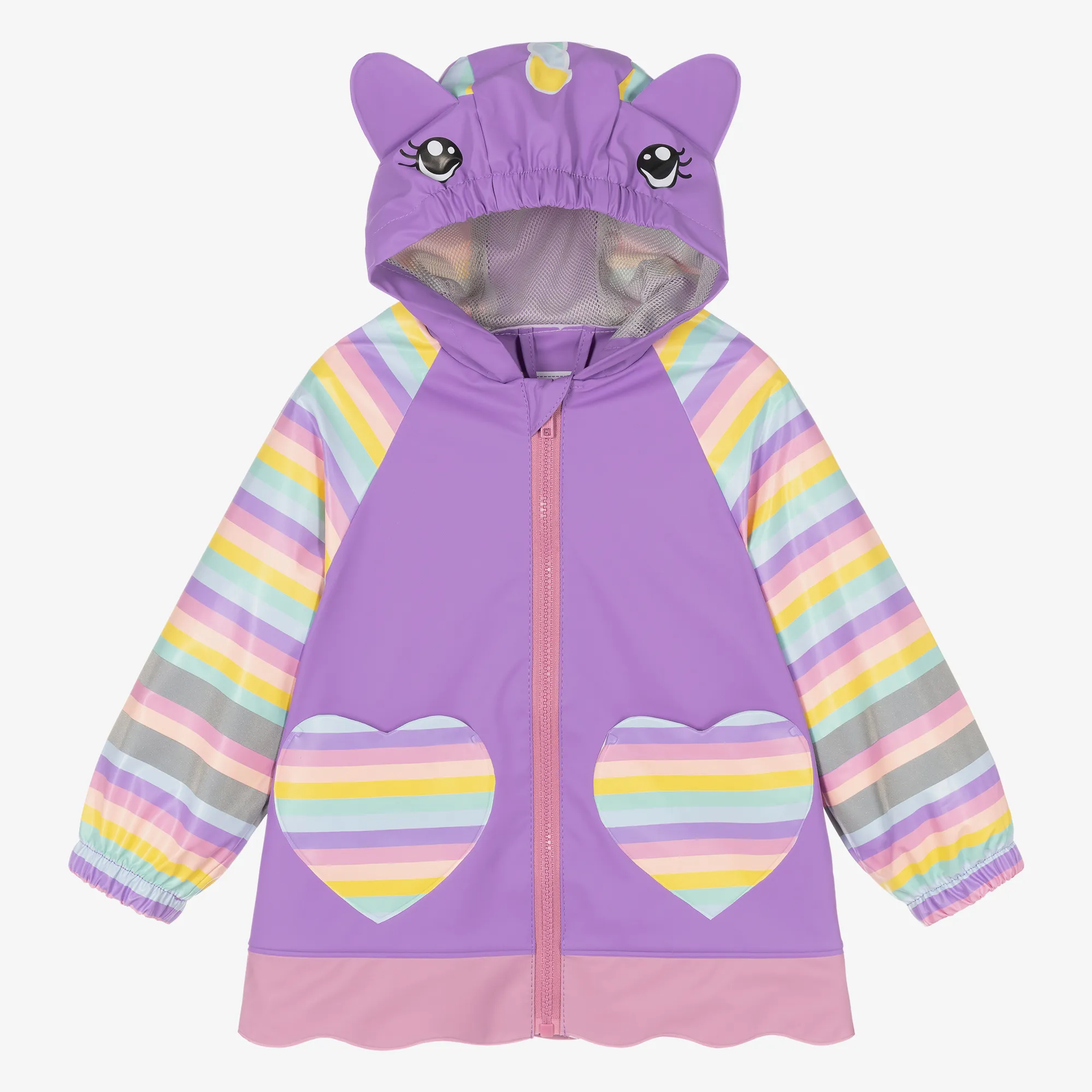 Girls Purple Unicorn Raincoat