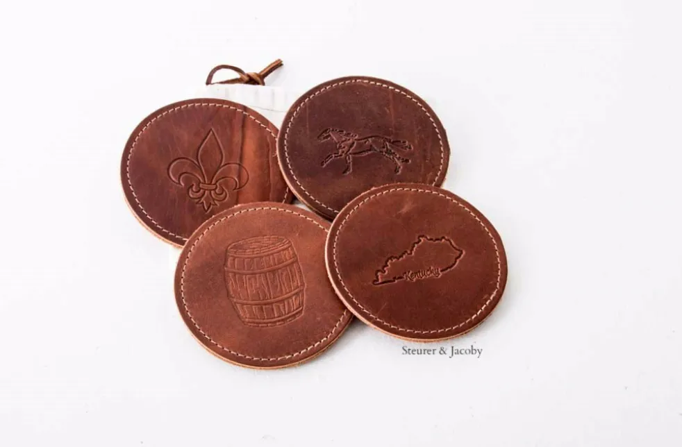 Handcrafted Leather Coasters- Round